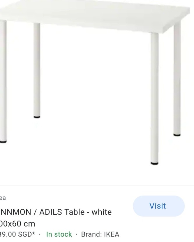 Ikea white table, Furniture & Home Living, Furniture, Tables & Sets on