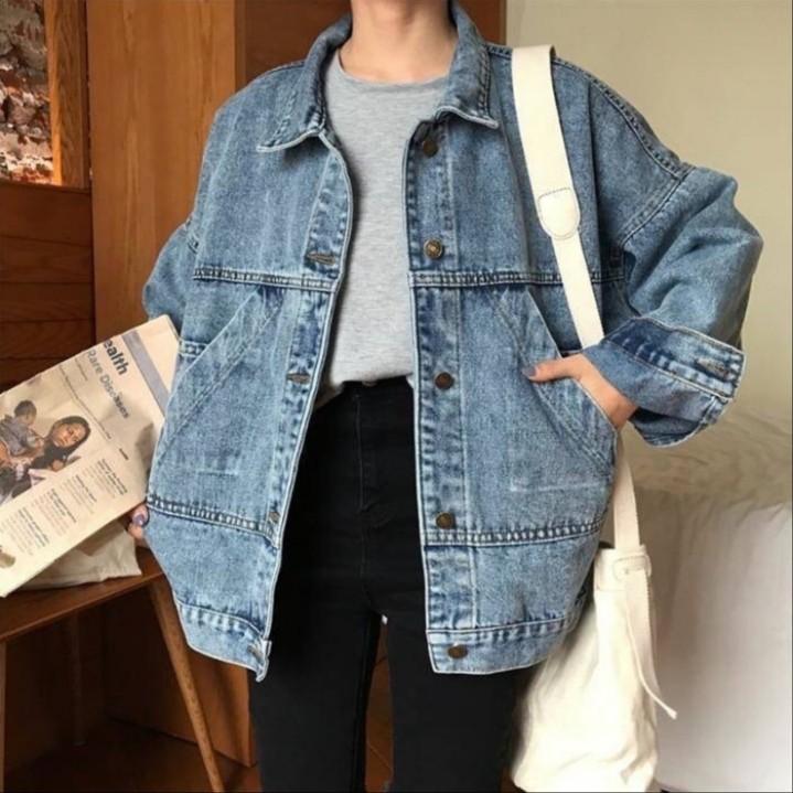 Jaket jeans oversize sale