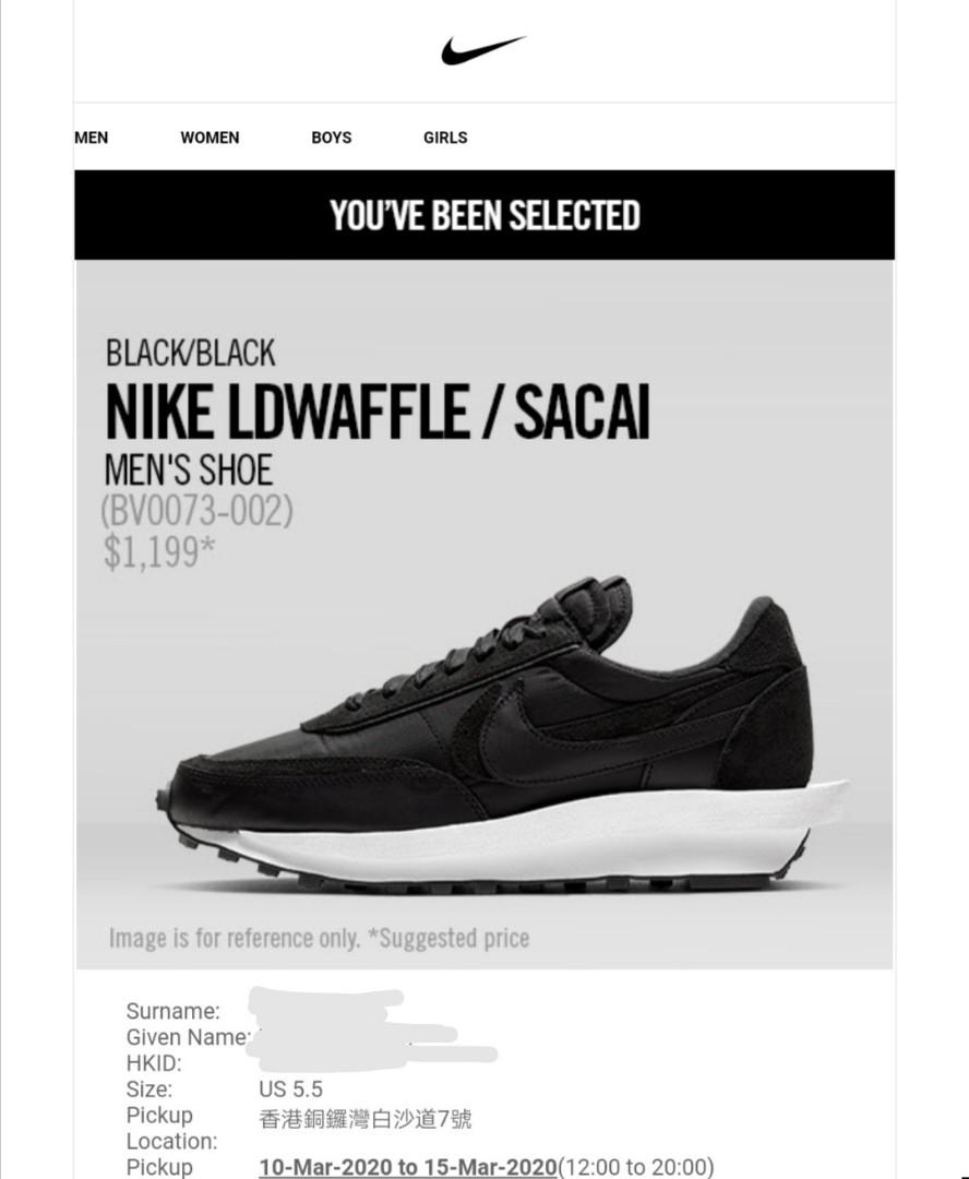 女裝碼Nike x Sacai Ldwaffle (Black 