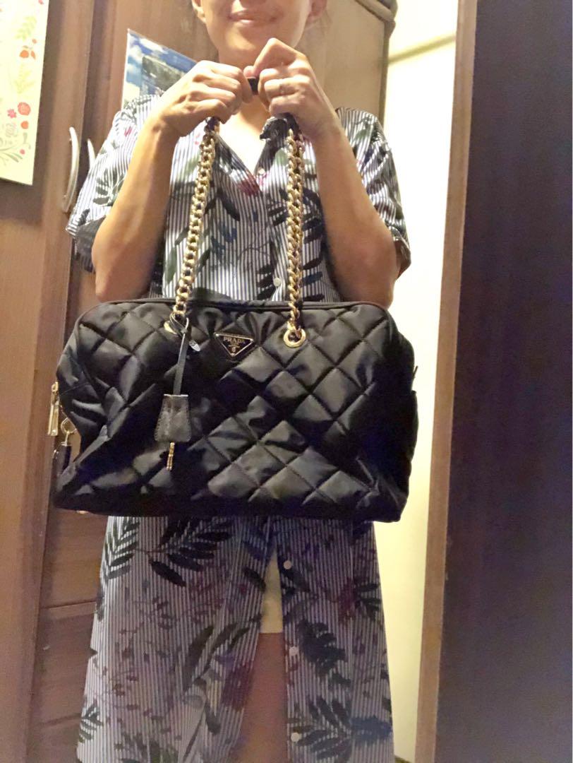 Prada tessuto impuntu chain bag hotsell
