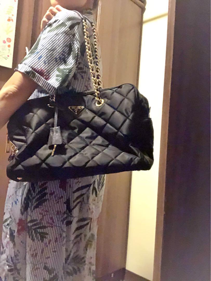 Prada Tessuto Impuntu Black Nylon Tote Bag