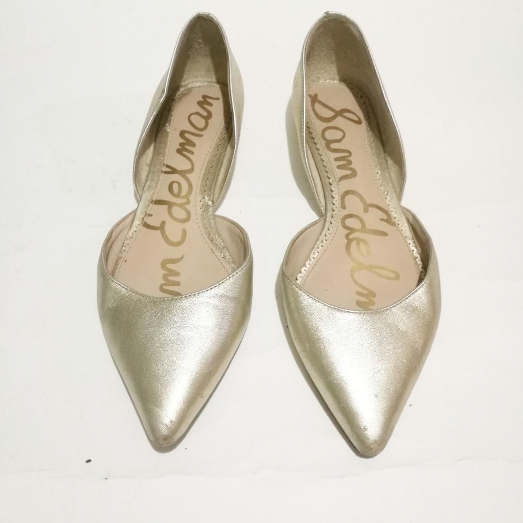 gold flat heels