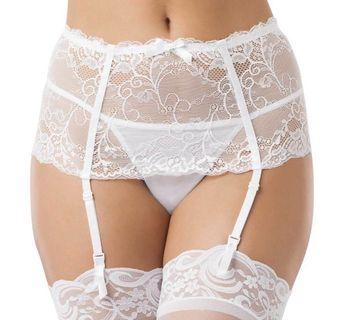 White Lace Suspender Belt - Size M - Brand New in Pack