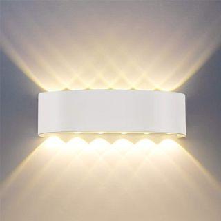 Modern LED Wall Lights 12W LED Sconce Lights 3000K Aluminium Fixture Up Down Decorative Spot Light Night Lamp for Living Room Bedroom Hall Staircase Pathway (White) [Energy Class A++]