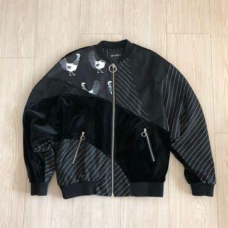 黑色絲絨拼接外套