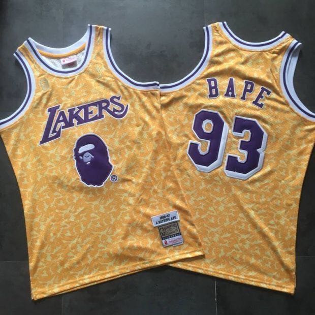 Buy BAPE x Mitchell & Ness Lakers Tee 'Yellow﻿' - 0039 100000103XMNL YELL -  Yellow