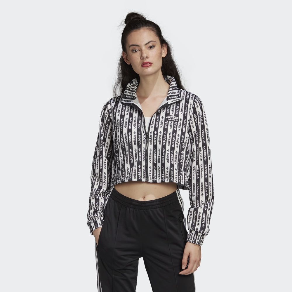 adidas cropped zip up track top