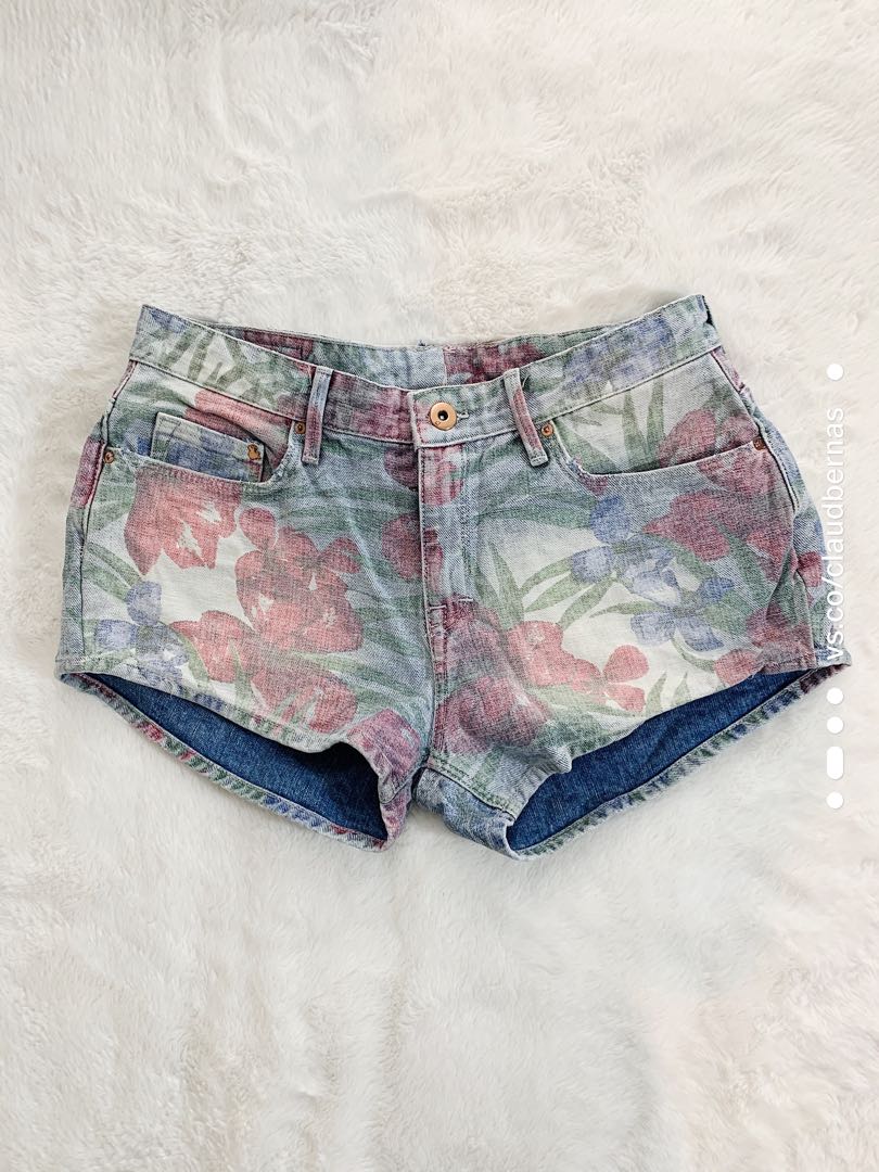 floral jean shorts