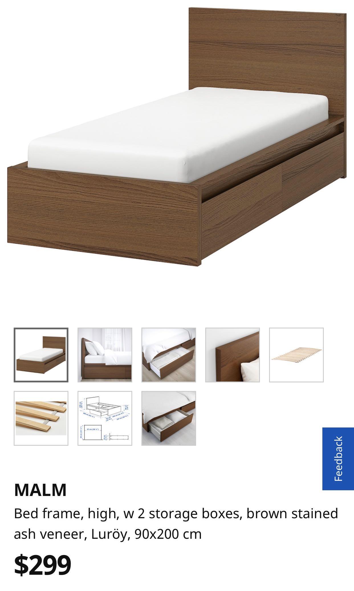 IKEA Malm bed with storage — cheap, Furniture & Home Living, Furniture