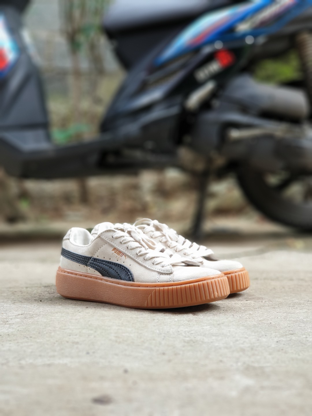 Puma suede platform core white cheap