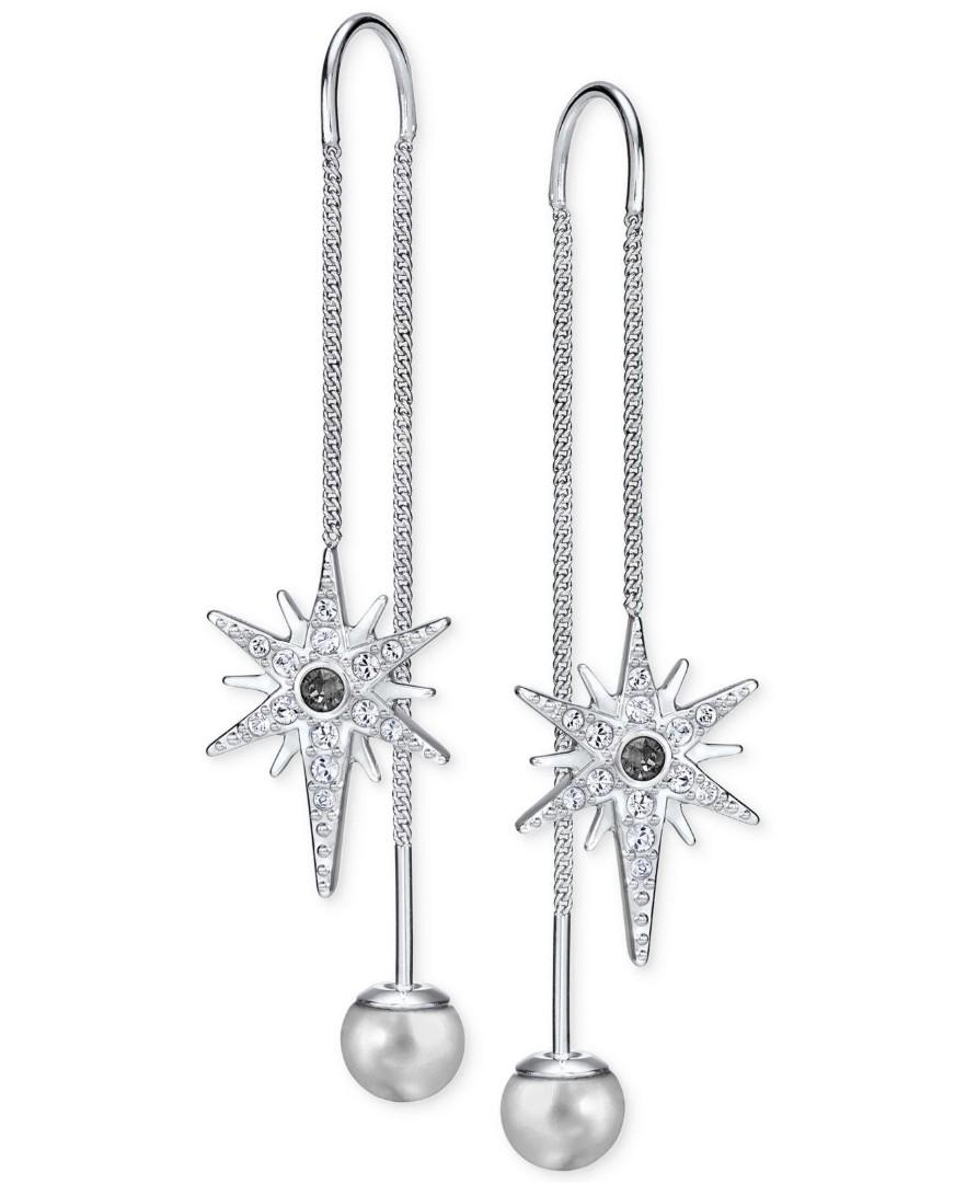 Swarovski chain pierced earrings wedding earrings bridal