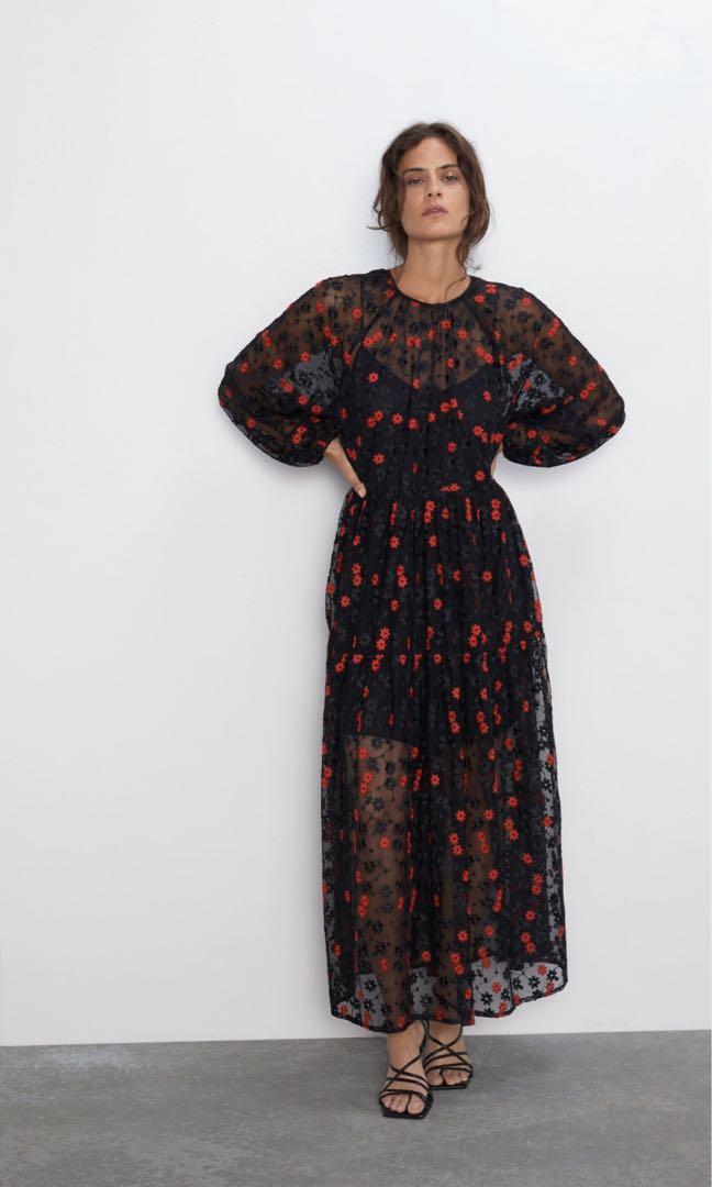 Zara Embroidered Floral Black Mesh Dress Size L, , | tasweeq.om Fashion Store Zara Embroidered Floral Black Mesh Dress Size L, , | tasweeq.om Fashion Store
