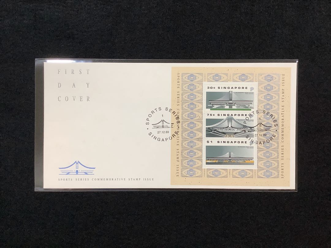 1989 Singapore Sport Series Singapore Indoor Stadium Miniature Sheet On First Day Cover Isc Catalogue Price Rm15 00 Note Minor Toned Spots Antiques Stamps On Carousell