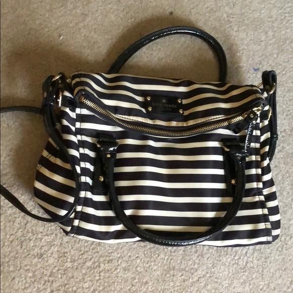 Kate spade black clearance and white striped purse