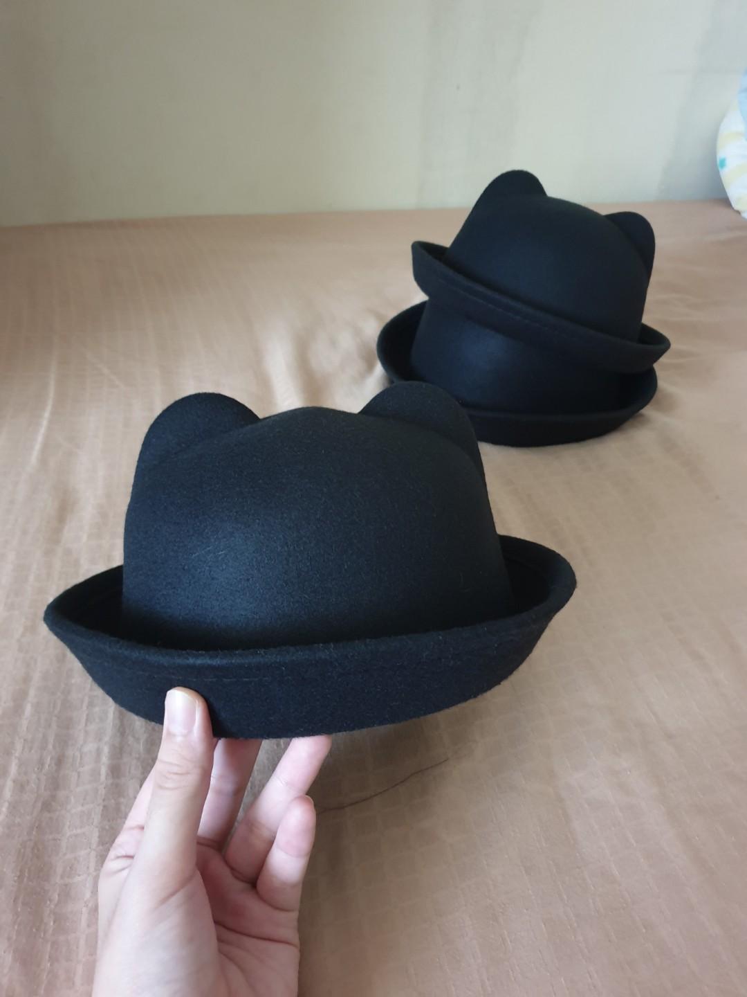 Cat Ear Bowler Hat In Black Women S Fashion Accessories Caps