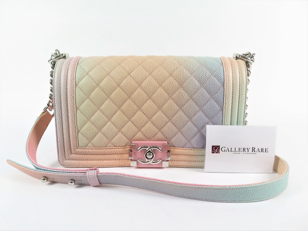 Chanel Boy Pale Rainbow Caviar Skin Chain Bag A67086, Luxury