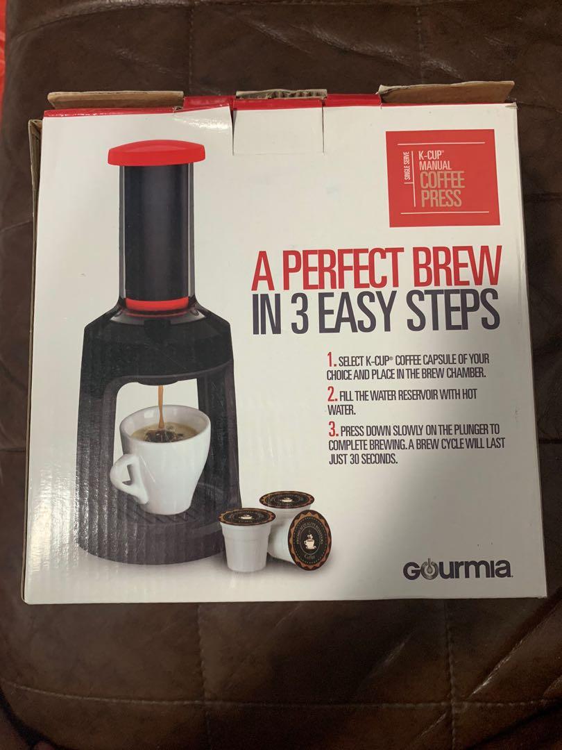 Gourmia GKCP135 Manual Coffee Brewer Single Serve KCup Compatible Manual Hand French Press