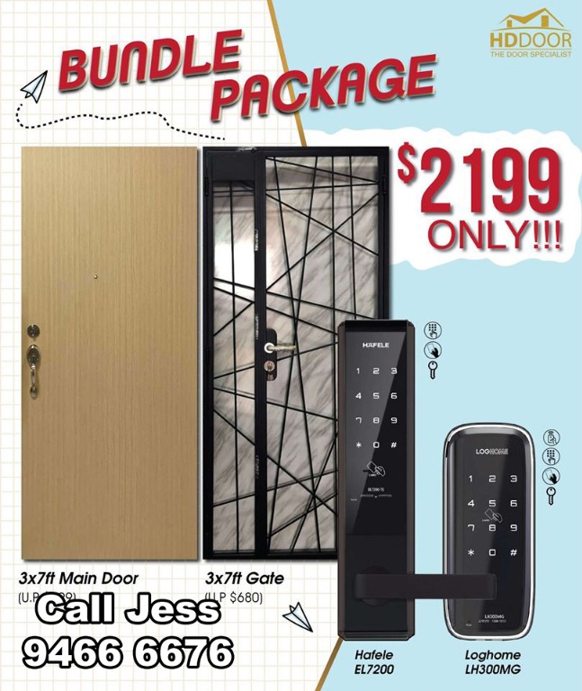 HDB Main Door and gate and Digital lock, Home Services, Renovations on