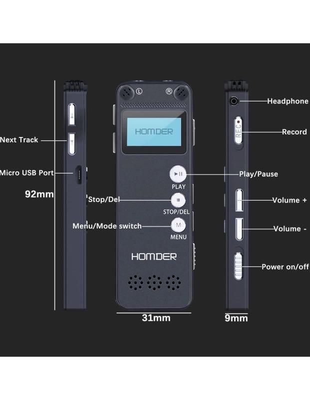HOMIDER 8GB DIGITAL VOICE RECORDER, Audio, Voice Recorders on Carousell