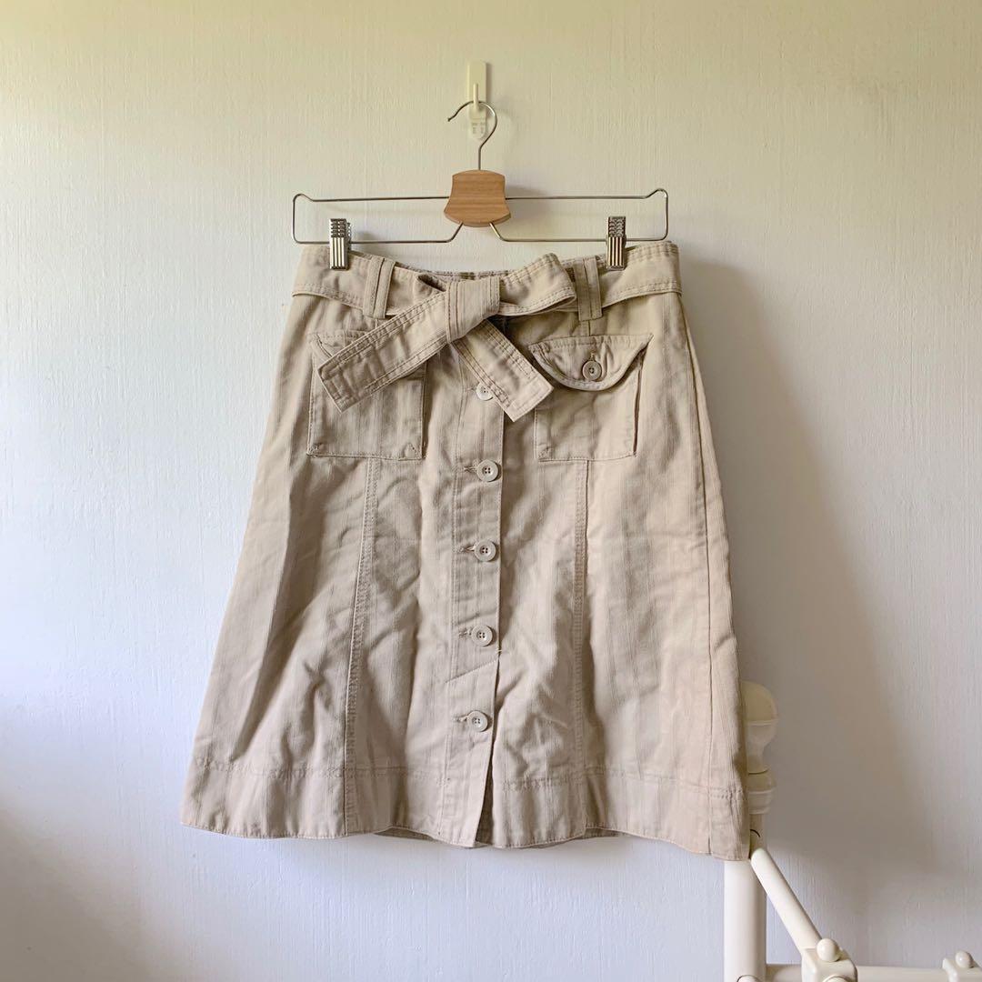 Button down skirt khaki sales