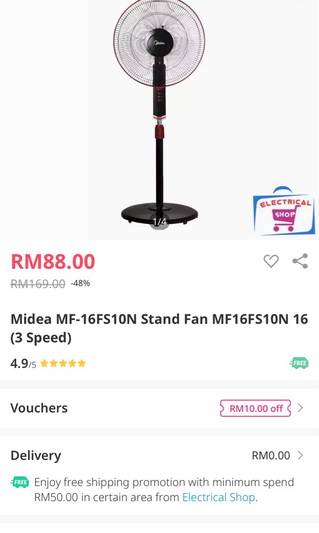 Midea Stand Fan Home Furniture Furniture On Carousell