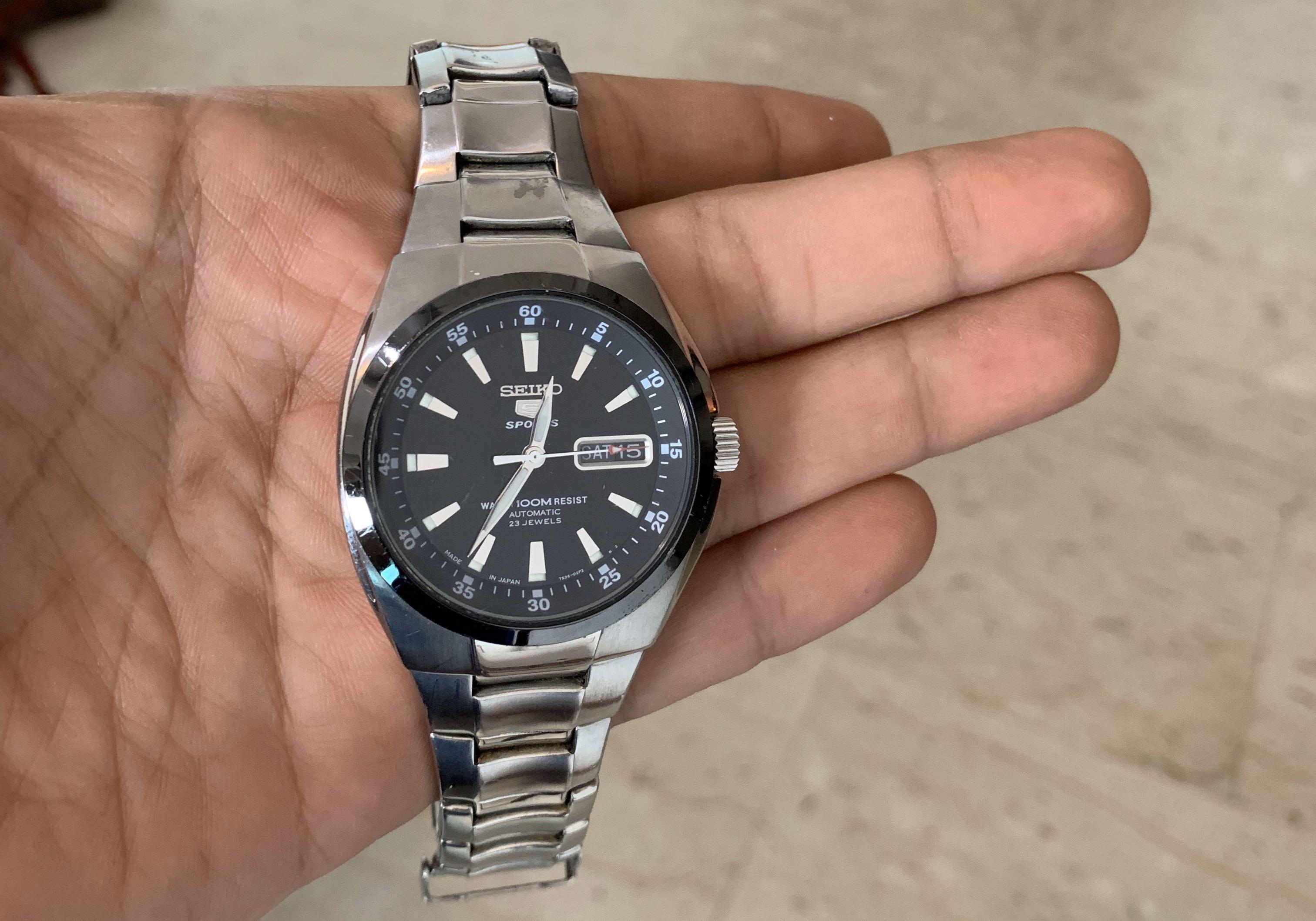 Seiko Watch Sports 5 - Arabic and English Calendar, Luxury, Watches on  Carousell