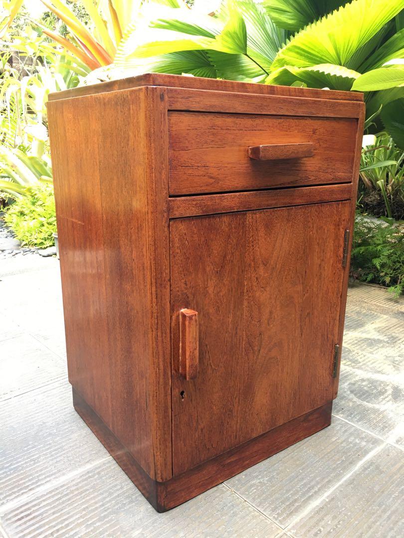 Reserved Vintage Retro Teak Bedside Table Cabinet Furniture Shelves Drawers On Carousell