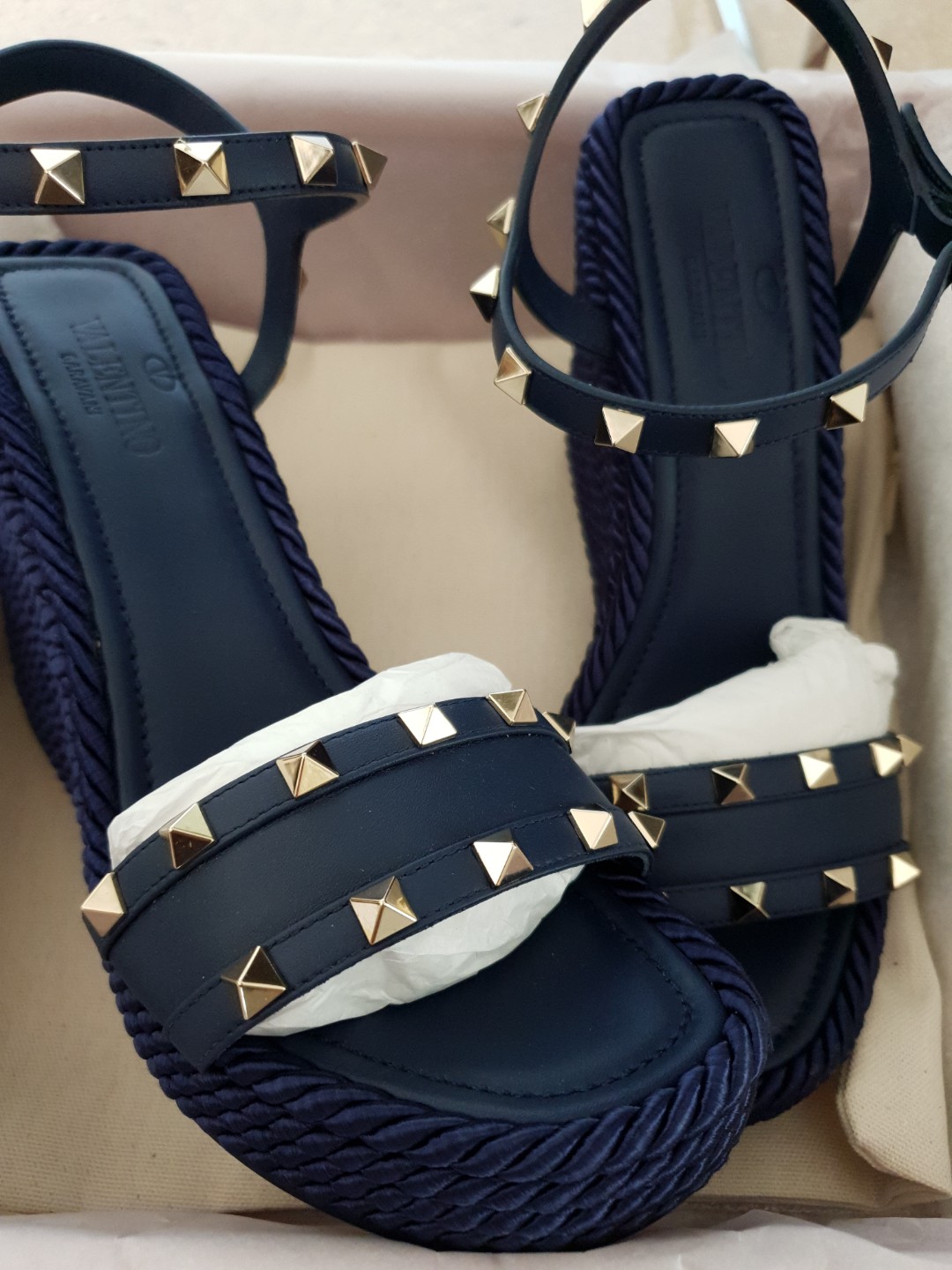 Valentino Garavani Wedge Sandal With Rockstud Details Women s