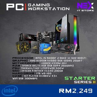 GAMING COMPUTER DESKTOP PC INTEL I5 9th GEN NVIDIA GEFORCE RX580 RX 580 NVME SSD RAM DDR4 8GB 24 INCH MONITOR RGB ALL-IN-ONE