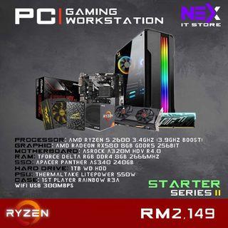 PC AMD RYZEN 5 2600 RADEON RX580 DDR4 8GB RAM SSD 24 INCH MONITOR ALL-IN-ONE GAMING COMPUTER DESKTOP