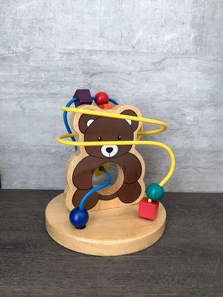 Cutie Bear beads with solid wood base