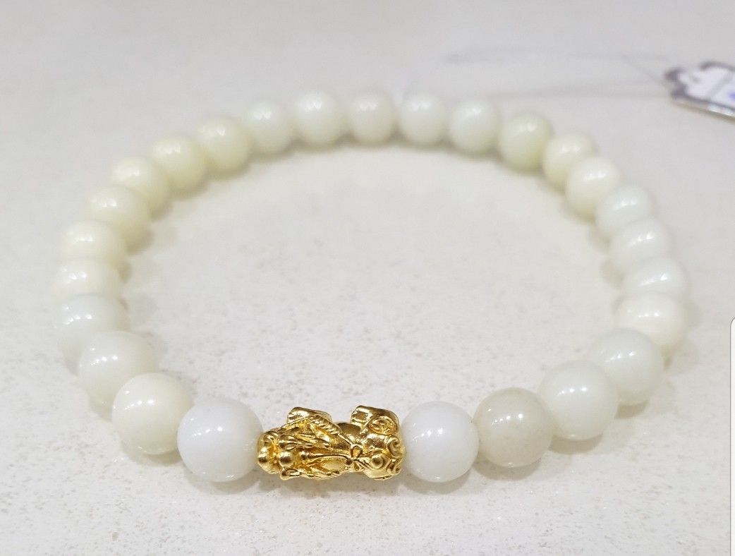999 pure gold pixiu white jade bracelet Authentic Women s
