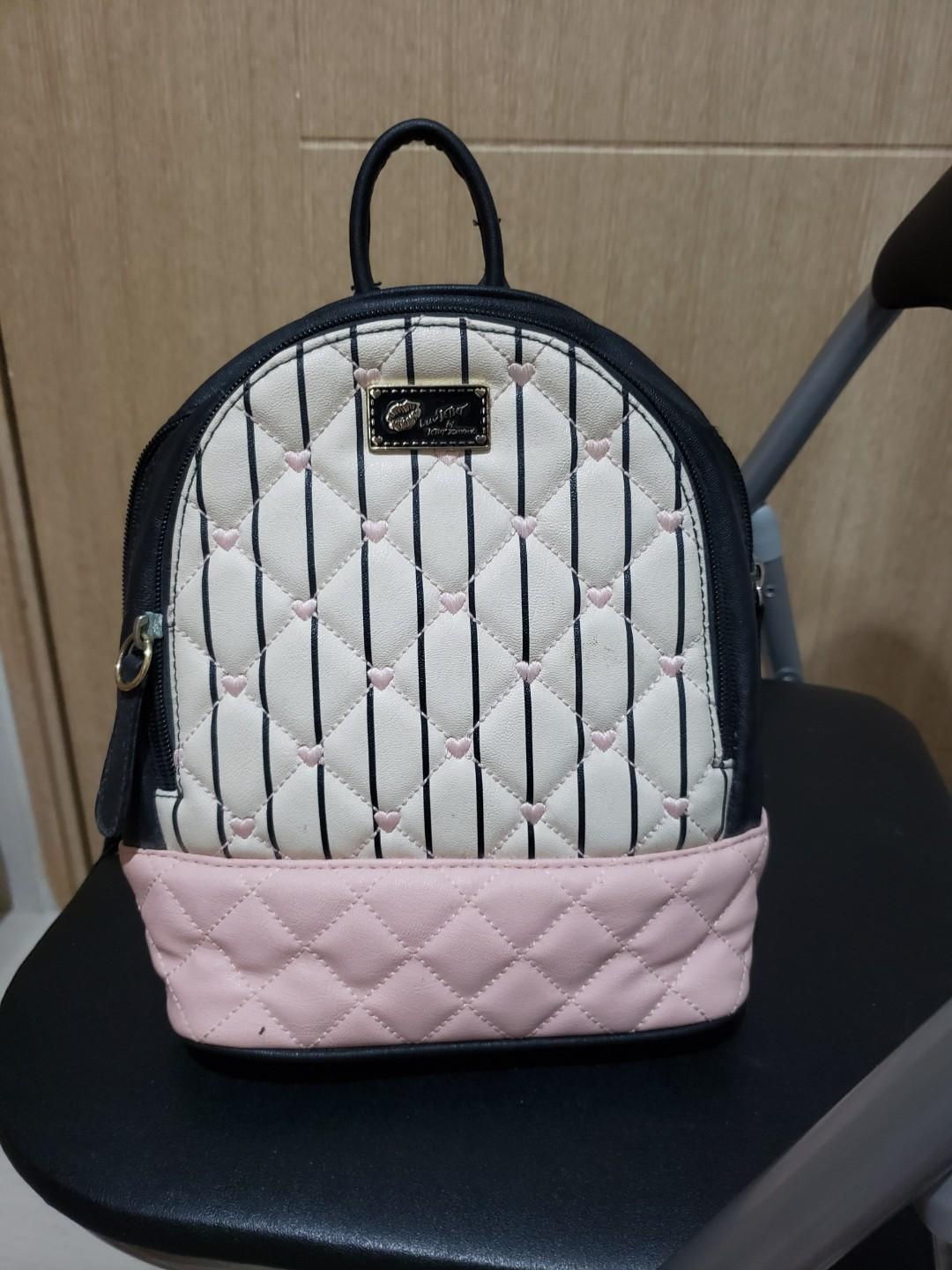 betsey johnson pink and black backpack