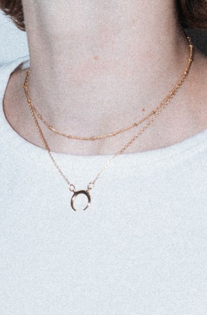 bnwt brandy melville john galt gold double layer moon choker necklace
