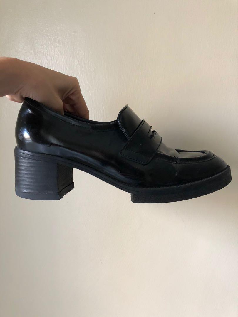 chunky heel penny loafers