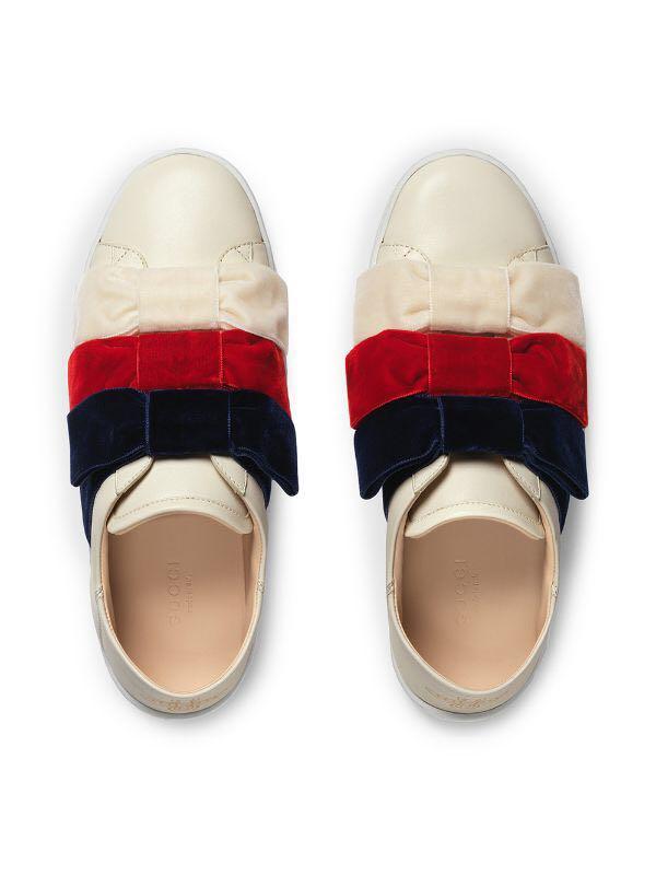 Gucci velvet bow sneakers on sale