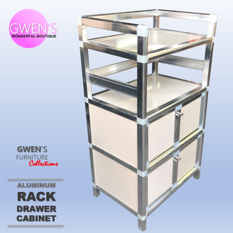 Gwen S Furniture Space Saver Aluminum Rack Organizer Drawer Cabinet Shelves 49x34x87 Home Furniture Furniture Fixtures Shelves Drawers On Carousell
