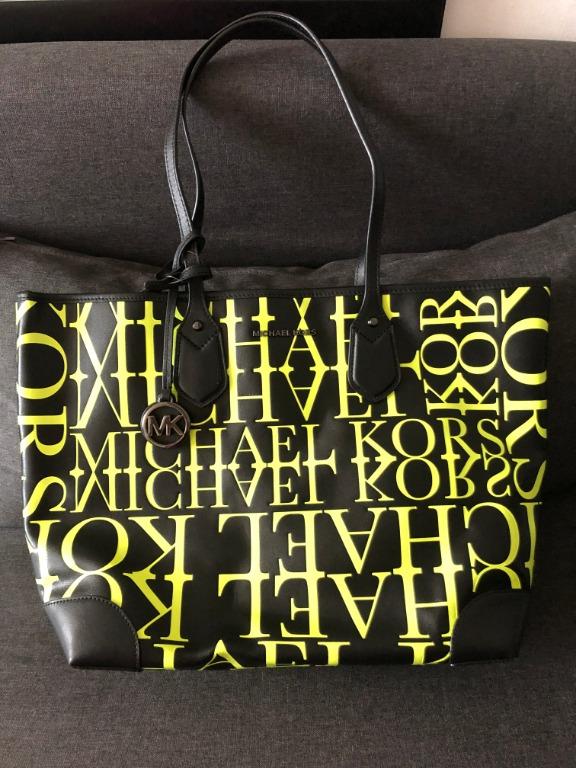 Michael Kors Eva Newsprint Leather Tote Women s Fashion Bags