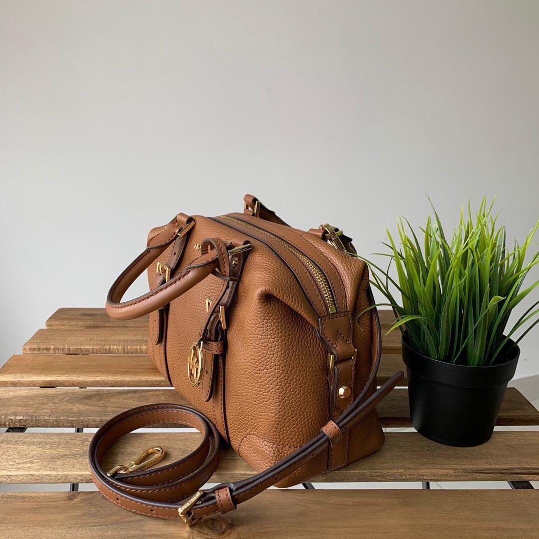 Original MK Ginger Small Duffle Satchel in Luggage Signature Beige Black Women s Fashion Bags Wallets Purses Pouches on Carousell