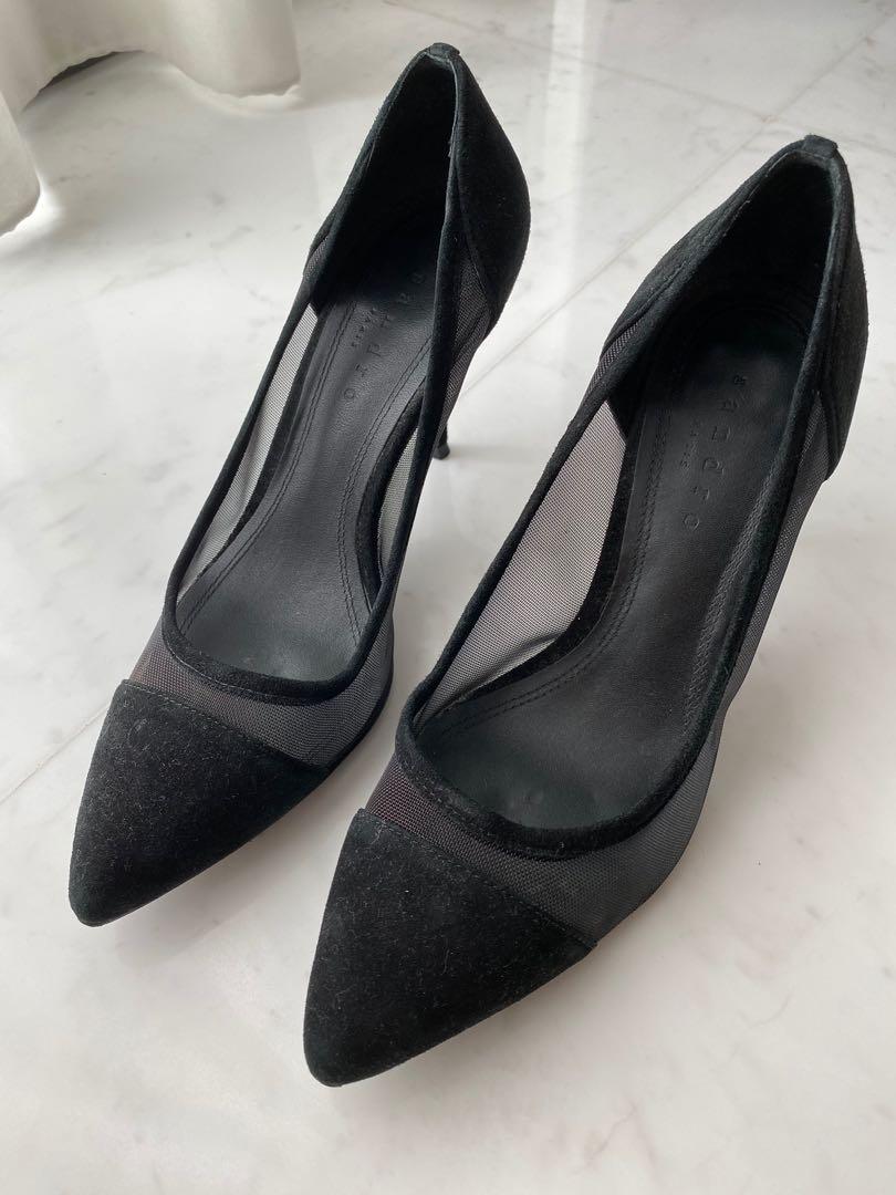 black heels with mesh