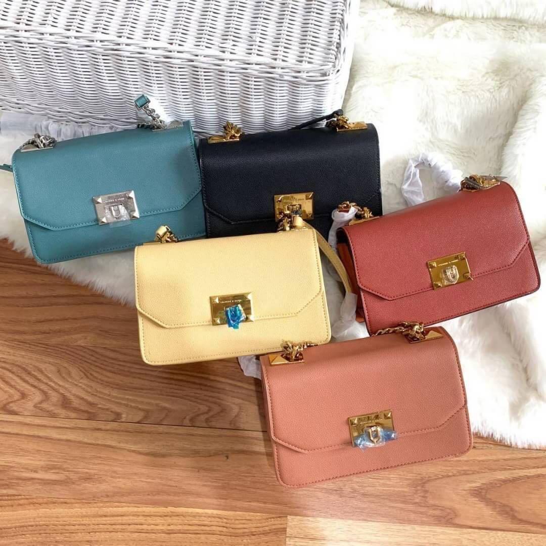 metal push lock crossbody bag
