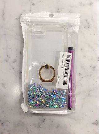 BRAND NEW FLOATING GLITTER IPHONE 6/7/8 CASE WITH GRIP + TOUCH STYLUS