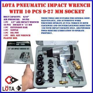 Lota Pneumatic Impact Wrench 1/2" Square Drive with 9-32mm Socket