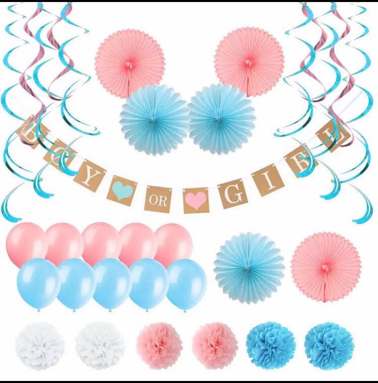 Baby Shower Decorations Gender Neutral Pink And Blue Design