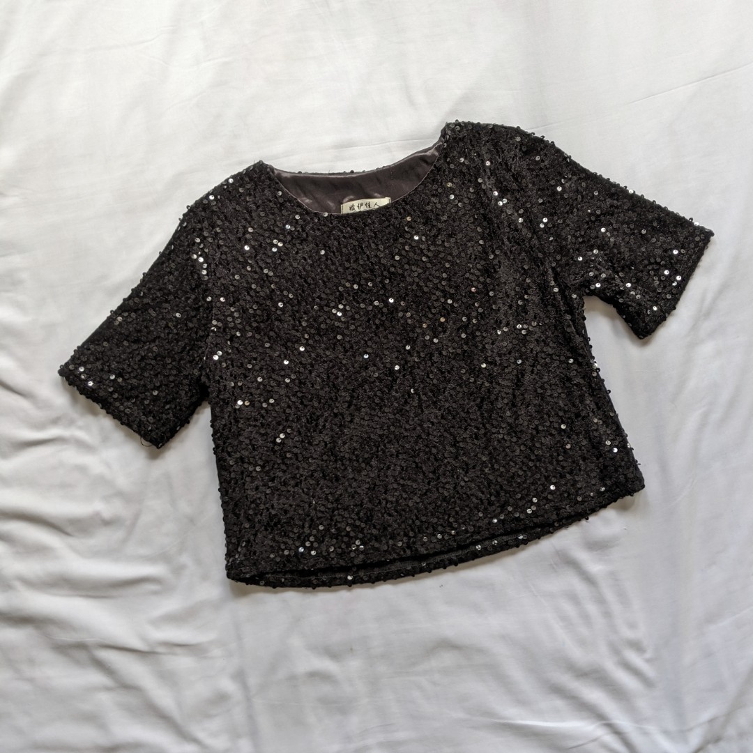 black sequin top