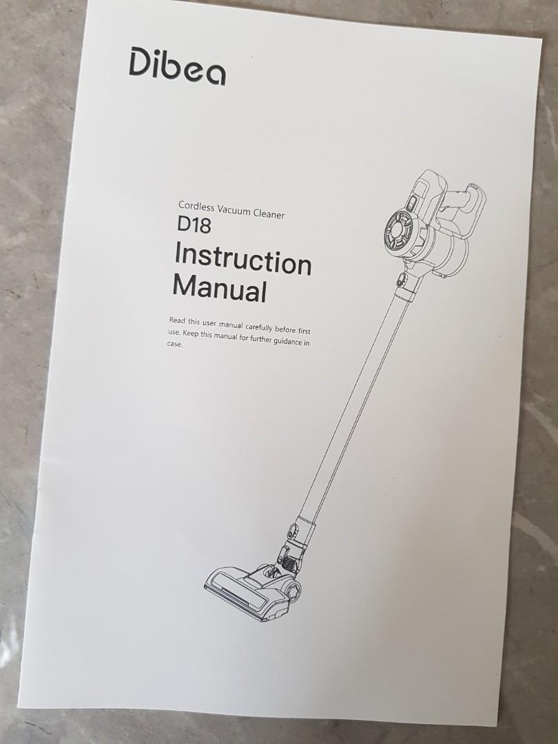 Dibea D18 Instruction Manual, TV & Home Appliances, Vacuum Cleaner & Housekeeping on Carousell