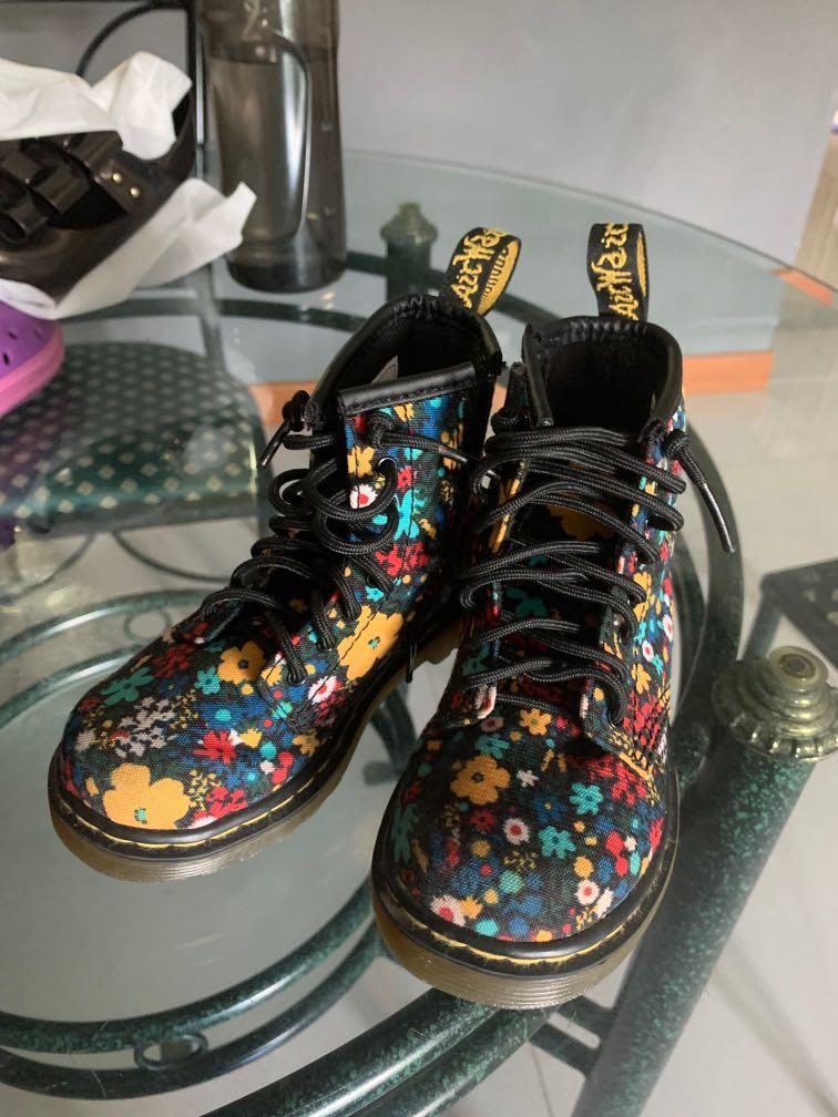 Floral doc top martens canvas