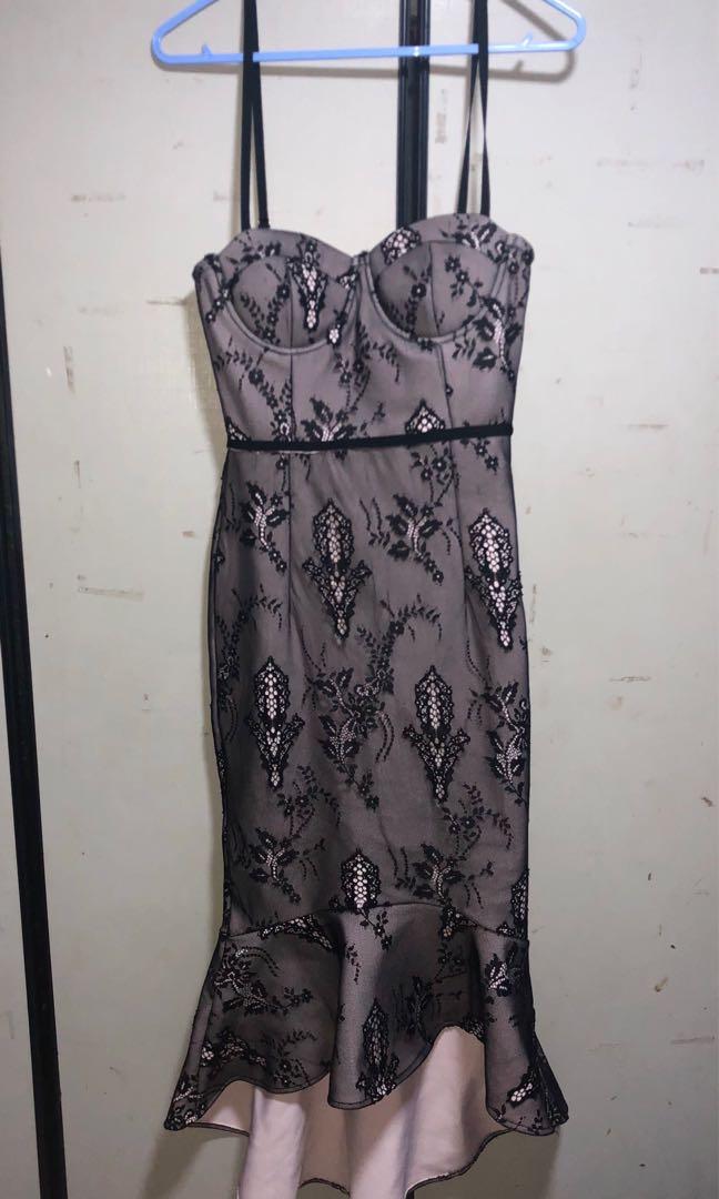 slim fit dress slacks Pink Beaded Lace Sexy Slit Sheath Evening Prom Bridal Dress main image 1