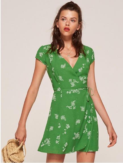green emerald velvet dress Reformation Thora Floral Dress  Sabrina's Closet