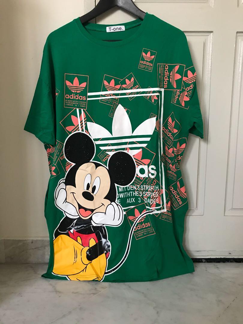 Green Mickey Mouse TShirt Dress, Women's Fashion, Tops, Sleeveless on